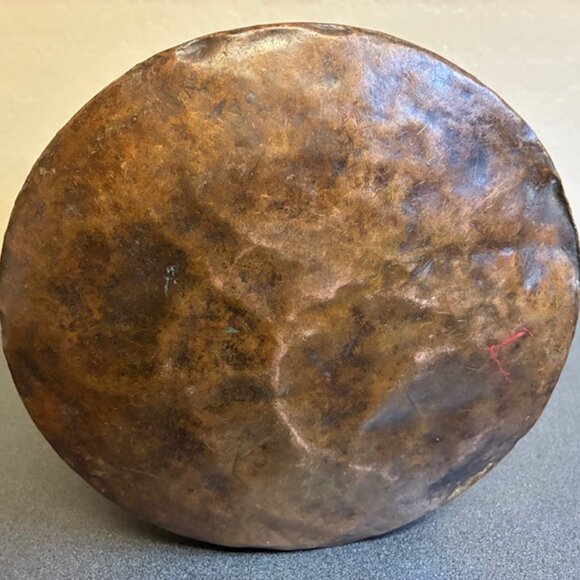 Antique Hand Hammered Copper Cauldron with Iron Handle Patina Pot - Picture 5 of 8